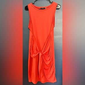 Vibrant Orange Dress with Tie Detail